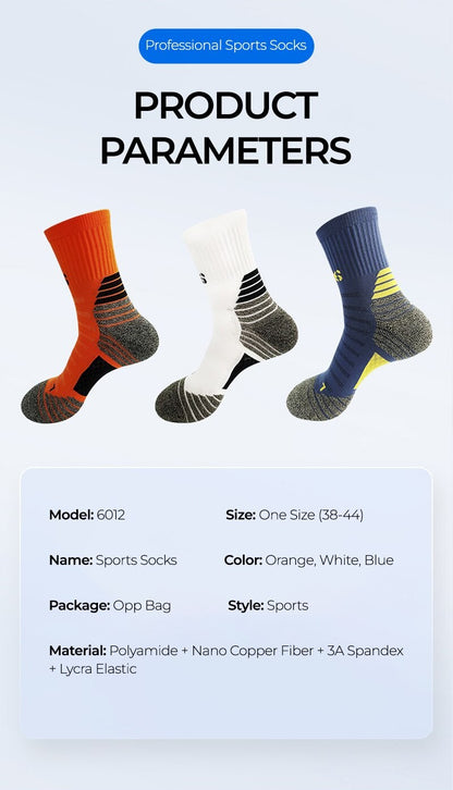 Deodorant Nano Copper Sports Socks for Men Antibacterial Basketball Climbing Sock Summer Compression MTB Cycling Bicycle Running