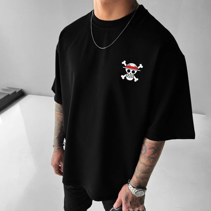 ONE PIECE Anime Roupas Periféricas Camiseta Clássica de Quadrinhos Manga Curta Gola Redonda Masculina e Feminina de Casal para o Verão