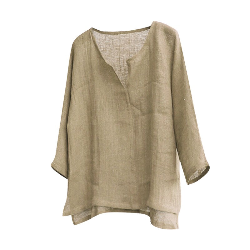 Men's Cotton Linen Shirts Blouses Long Sleeve Social Shirts For Men V-Neck White Formal Shirt Oversized Shirts Top Mens Clothing