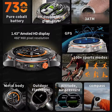Smartwatch GUHUAVMI IOS Ultra GPS 2025 Novo à prova d'água 10ATM Bússola GNSS de banda dupla integrada Esportivo Militar Masculino Pulseira para NATAÇÃO