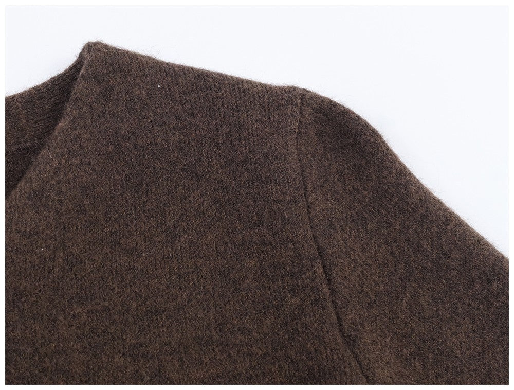 Ladies Coat With Plush Hem Faux Fur Single Breasted Patchwork Knitted Coat Autumn And Winter Daily Fashion Versatile Coat