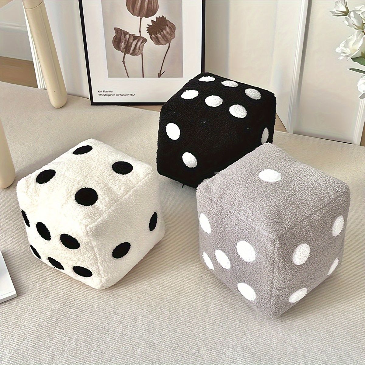 Creative Minimalist Home Pillows Fun Simulation Dice Plush Toys Sofa Cushions Mats Floor Mats Soft Decorative Dice Throw Pillow