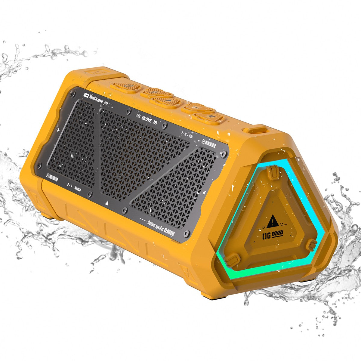 Caixa de som Bluetooth MLOVE P3 para ambientes externos, potência de saída de 40W, Bluetooth 5.3, som estéreo, à prova d'água IPX7, cartão Micro SD, luz RGB
