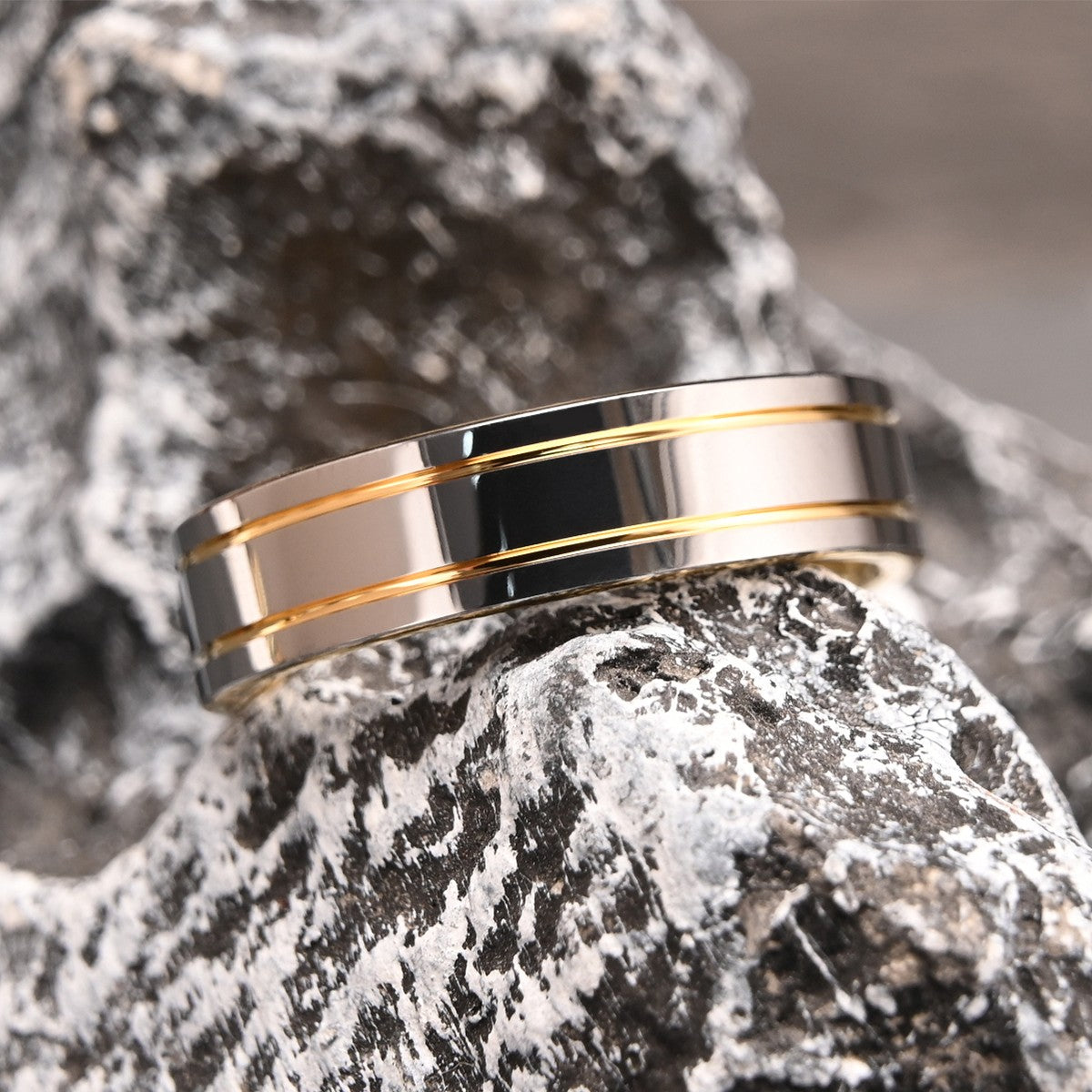 Anel de carboneto de tungstênio 6MM Anéis de casamento masculinos anéis de noivado de casal anéis bague homme pareja de compromiso joias de moda