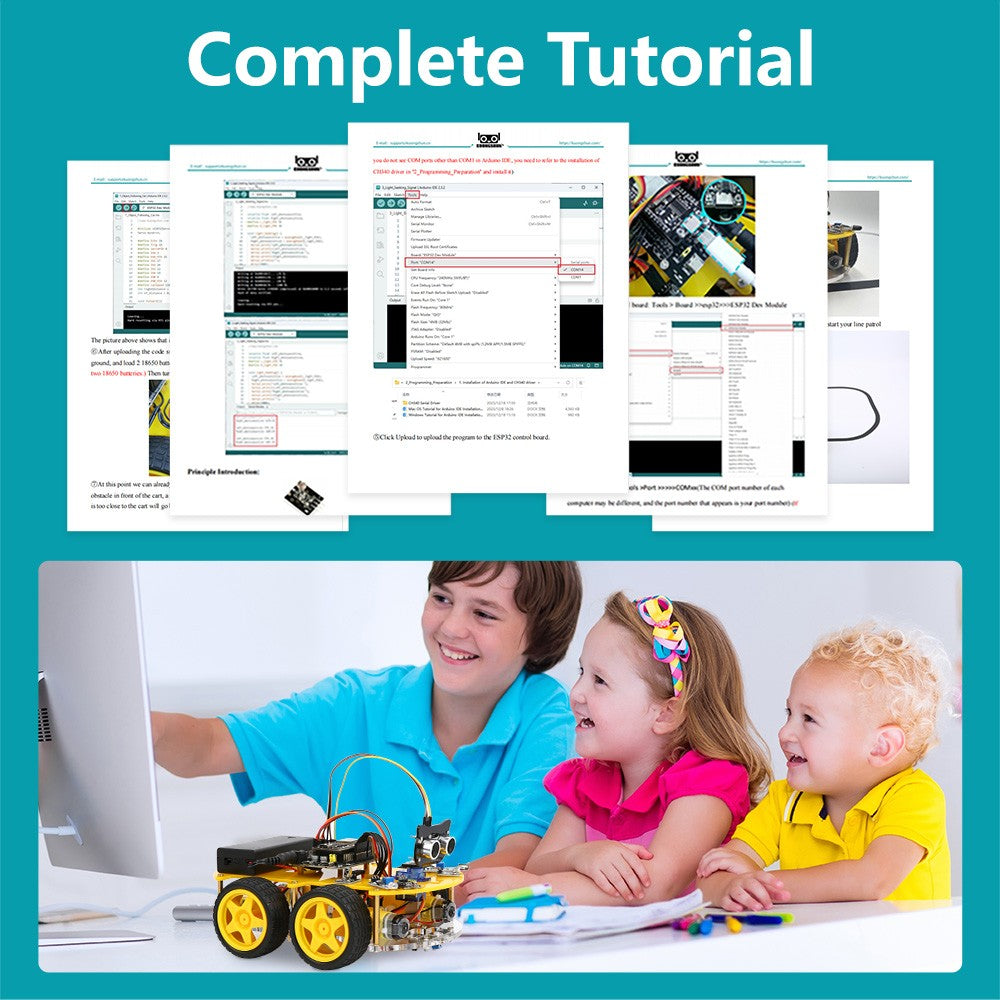 ESP32 Smart Robot Car Kit Carro de Controle Remoto para Projeto de Programação Arduino Kit de Codificação Científica de Educação STEM