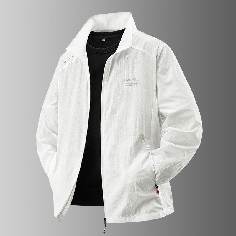 2025 Men's Summer Sun Protection Jacket Ultra-Light Thin Skin-Friendly Breathable UV Proof Fishing Ice Silk Sunscreen Coat