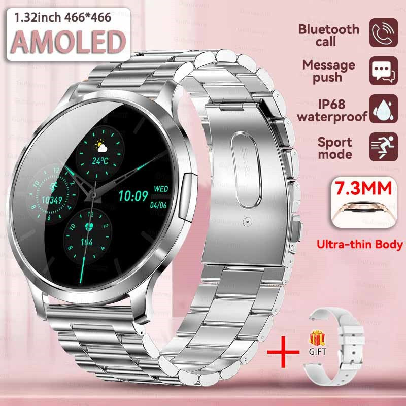 2026New Ultra Slim 1.32" HD AMOLED SmartWatch Women's Screen Always Display Time Heart Rate Calls HD High-end Fashion Smartwatch