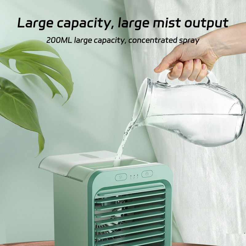 Portable USB Rechargeable Air Cooler - 3-in-1 Mini AC Fan with 7 Color LED, 4000mAh Battery for Home/Office/Camping
