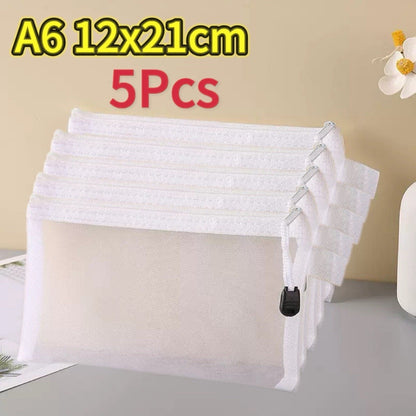 1-12pcs Mesh Zipper Pouch Student Waterproof Zip File Bag Makeup Bag School Office Supplies Miscellaneous Storage Organizer