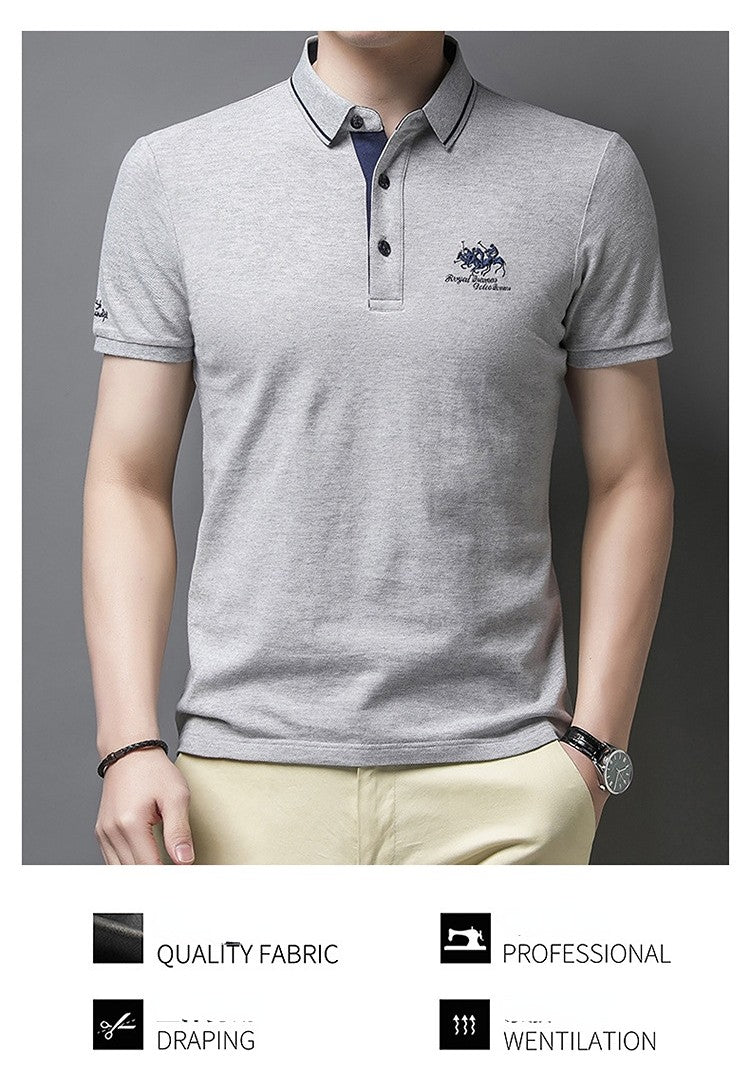 New Summer Embroidered Pure Cotton Men's Luxury Polo Shirt Top Casual Short Sleeved Fashionable Wrinkle Resistant Men's T-shirt