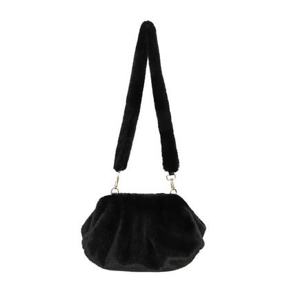 Elegant Wrinkled Cloud Clutch Bag Faux Fur Shell Shoulder Crossbody Bag Women Stylish Pillow Bag Guangzhou High Quality Bag