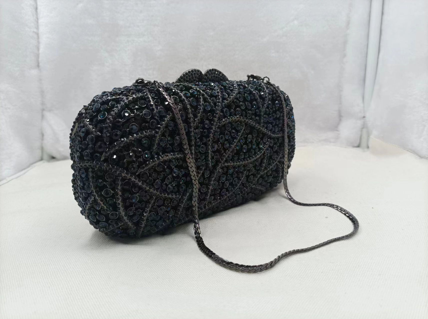 XIYUAN Women Burgundy Stones Evening Bags Crystal Clutch Wedding Party Rhinestone Handbags Bridal Floral Minaudiere Purses Green