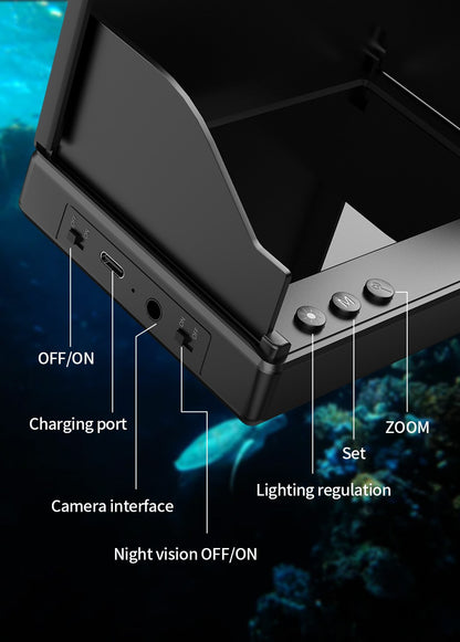 Localizador de Peixes Portátil com Sonda, Câmera de Pesca Subaquática Portátil 1080P de 4,3 Polegadas LCD com Visão Noturna e Ângulo de 120°