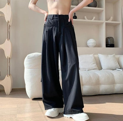 Calças Masculinas Largas de Terno Perna Larga Reta Estilosa Coreana Avaliações Muitas Calças Masculinas de Verão Roupas Oferta 2025 Moda Calças Sociais