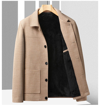 Autumn Winter Woolen Jacket for Men High-quality Casual Business Short Trends Coat Thickened and Warm Social Overcoat 2023
