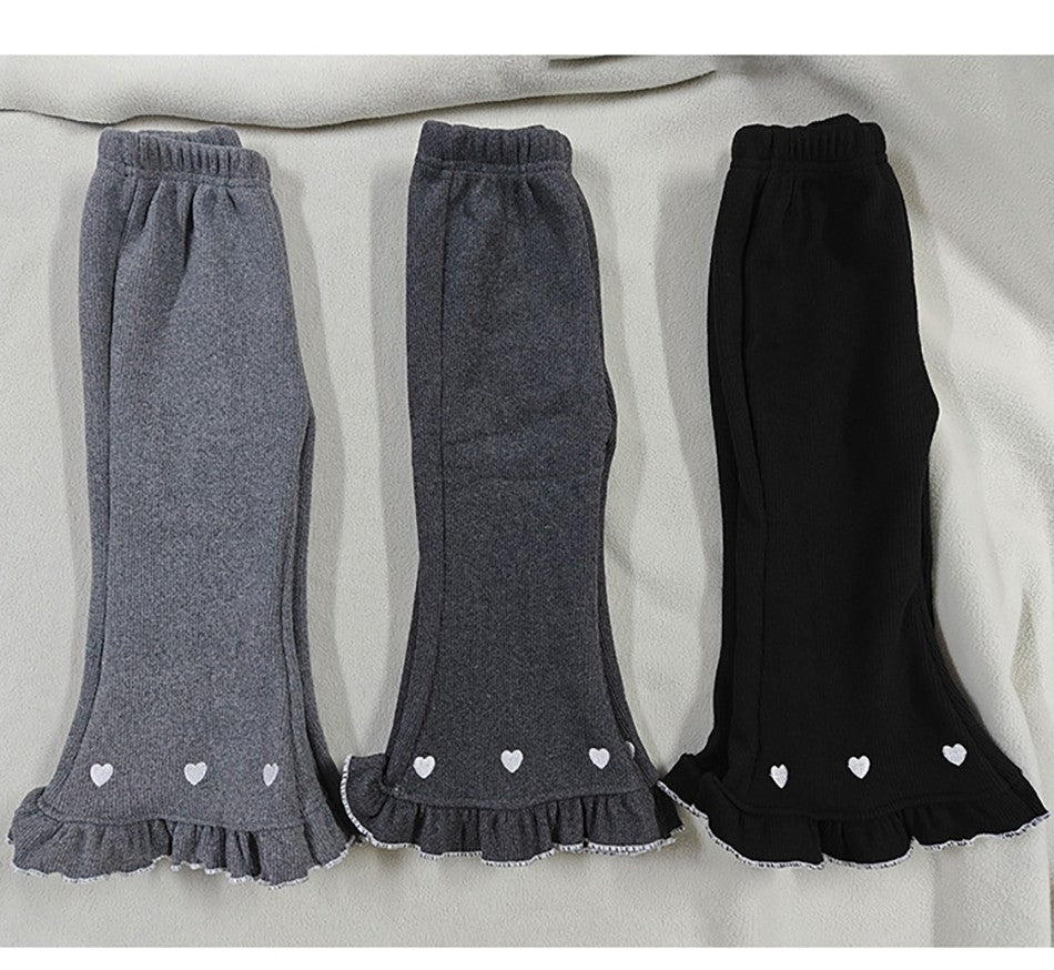 Girls Fleece Lined Flare Leggings Children Winter Warm Kids Pants Slim Fit Thermal Trousers Korean Fashion Outerwear Clothes