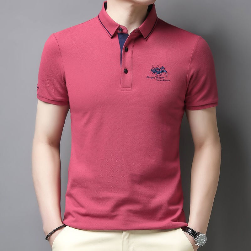 New Summer Embroidered Pure Cotton Men's Luxury Polo Shirt Top Casual Short Sleeved Fashionable Wrinkle Resistant Men's T-shirt