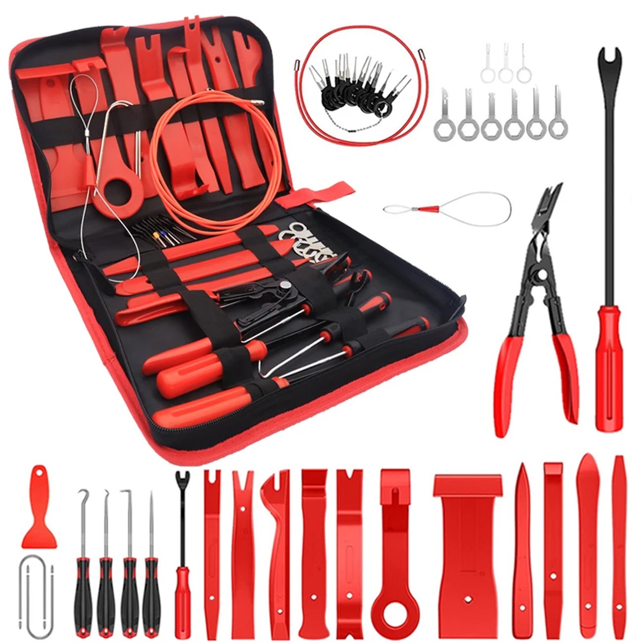 Conjunto de 43 Peças de Ferramentas para Remoção de Painel de Carro, Clipes de Fixação, Ferramenta de Remoção de Terminal de Fixação, Kit Pé de Cabra com Cabo Redondo para Carro/Rádio