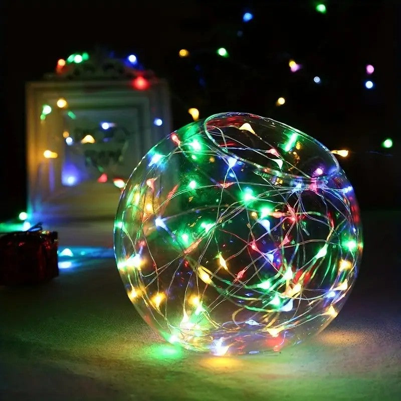 10pcs LED Fairy Light Battery Powered String Lights Waterproof Silver Wire Moon Light For DIY Wedding Party Bedroom Cake Decoar