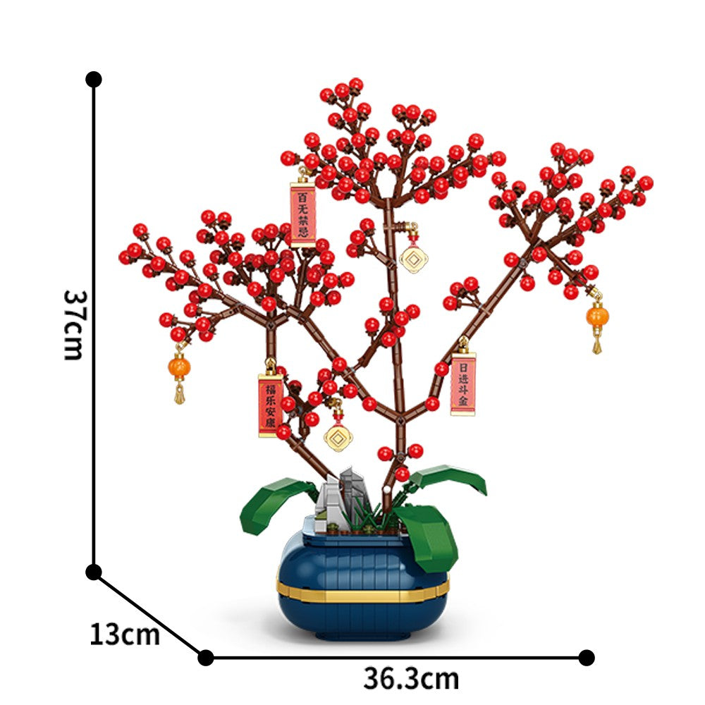 City Creativity Flower Bouquet Peach Blossom Narcissus Bonsai Potted Plant Building Blocks Model New year Home Decoration 2025