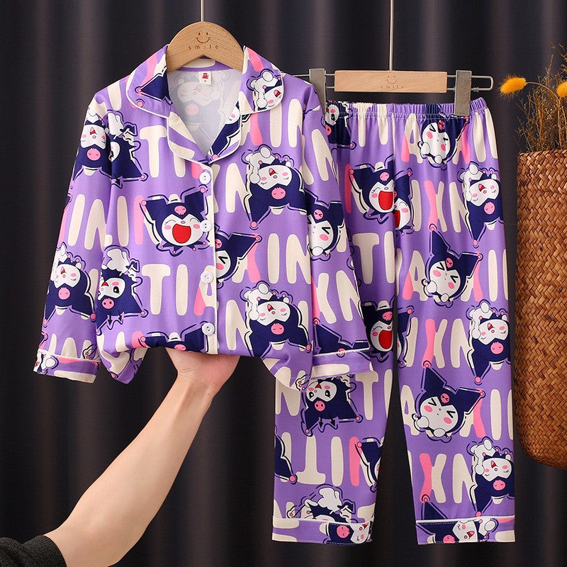 Lovely Melody Children Pajama Sets Cartoon Print Loose Soft Kids Sleepwear Suit Breathable Comfortable Nightdress Autumn Winter
