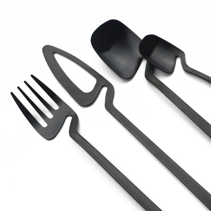 Conjunto de talheres de aço inoxidável fosco com 15 peças, faca, garfo, colher, conjunto de jantar, talheres de cozinha, serviço de prata