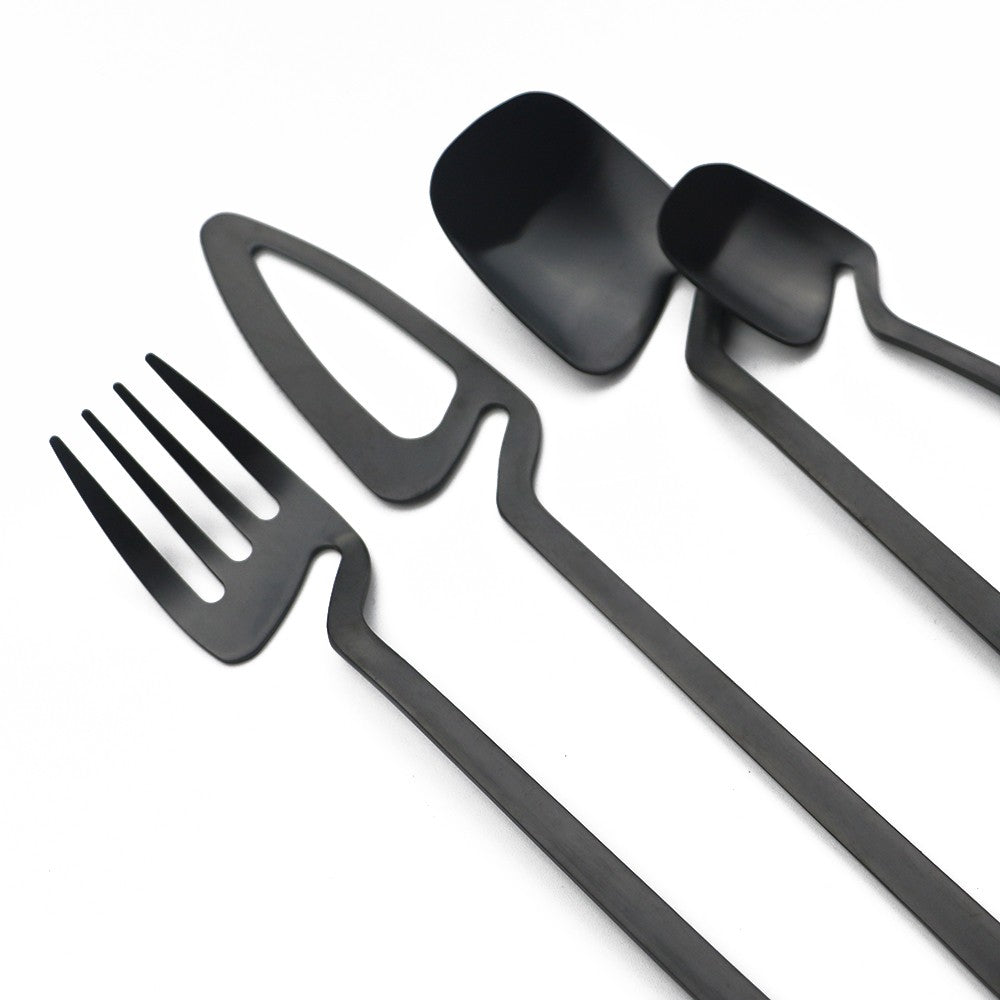 Conjunto de talheres de aço inoxidável fosco com 15 peças, faca, garfo, colher, conjunto de jantar, talheres de cozinha, serviço de prata