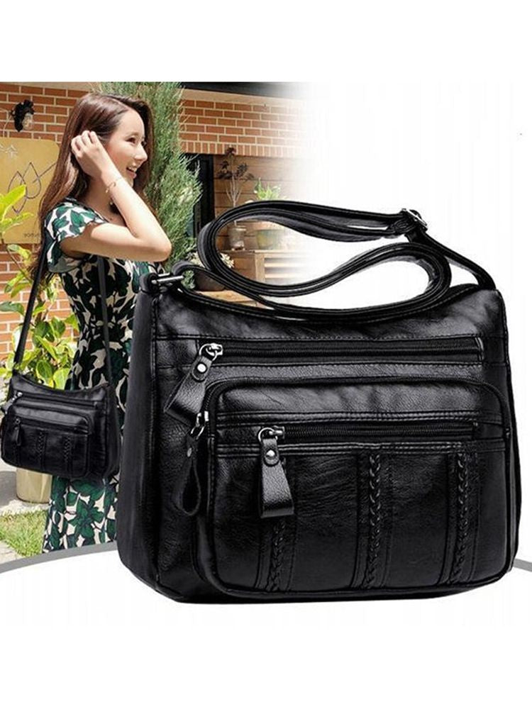 Women's Bag PU Multilayered Soft Leather Ladies Fashion Simple Shoulder Bags Mom's Bags Crossbody Bag