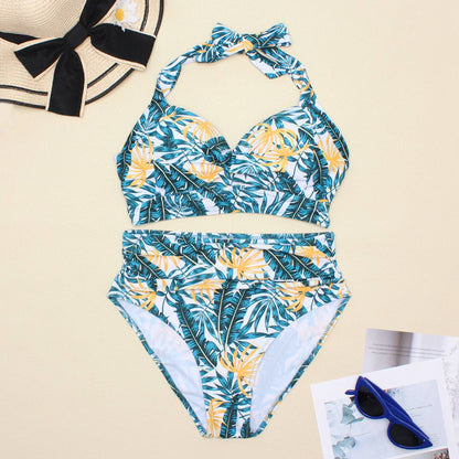 Sexy High Waist Bikinis 2025 New Halter Swimwear Women Swimsuit Female Bikini Set Print Bodysuit Bathing Suit Summer Biquini XXL