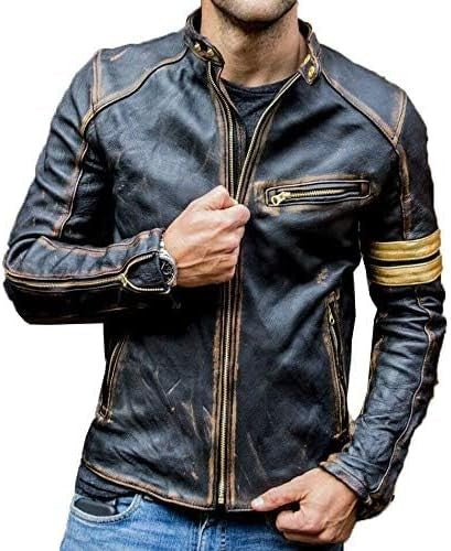 Retro Fashion Leather Jacket Streetwear Blazer Casual Jackets Men Outerwear Leather Moto Jacket Trend Brand Men's New Clothing