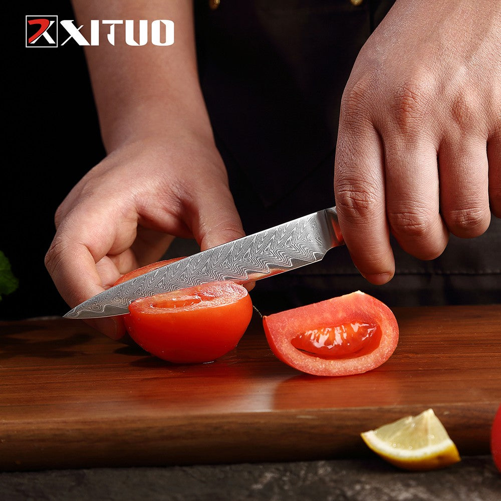 XITUO Damascus Steel Knife Set 1-9PCS Japanese Chef Knife, Santoku, Bread, Utility & Boning Knives-Ultra Sharp, Octagonal Handle