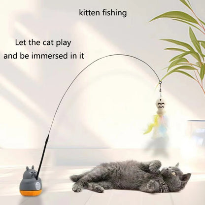 Brinquedo para gato chinchila, engraçado, com fio de aço, varão longo, penas, fofo, para gatinhos, pesca, auto-recreação, para aliviar o estresse