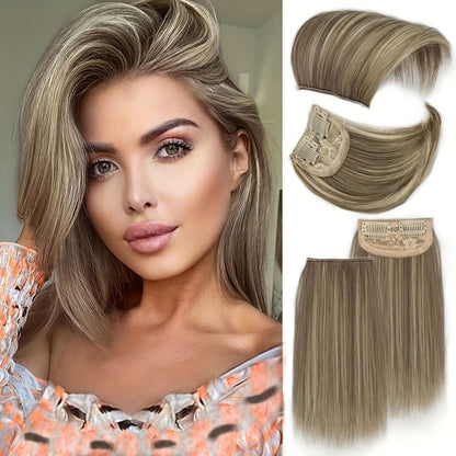 4 Pcs Perucas Femininas Sintéticas com Topo de Cabeça - Perucas Curtas e Grossas com Grampos Invisíveis - Extensão de Cabelo para Cabelo Ralo Adicionando Volume