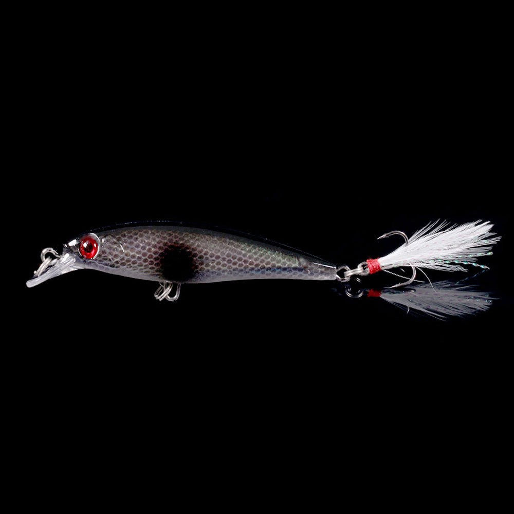 Isca de Pesca Laser Minnow 10/5 Peças Biónica Artificial 9cm/7g Isca Dura Flutuante com Anzol de Pena Wobbler Pesca para Baixo Lúcio