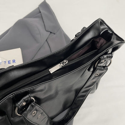 Retro Brand Roomy Shoulder Bag Female Luxury Solid Color Classic Crossbody Bag Large Capacity Style Soft PU Leather Tote Bag