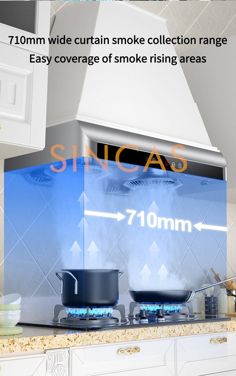 Ultrathin Range Hood For Kitchen Top Suction Dual Motor Strong Suction Force Kitchen Ventilator Energy Conservation Wide 710mm