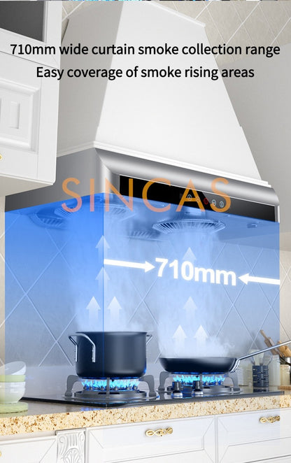 Ultrathin Range Hood For Kitchen Top Suction Dual Motor Strong Suction Force Kitchen Ventilator Energy Conservation Wide 710mm