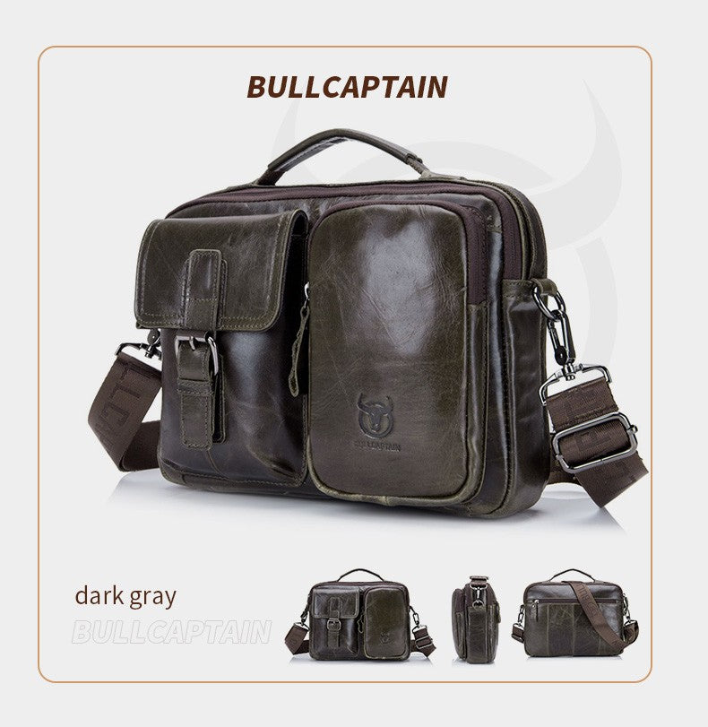 BULLCAPTAIN New Genuine Leather Men Crossbody Bag Male Briefcase Messenger Bag Casual Business Briefcase Style Men Shoulder Bag