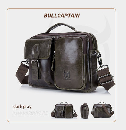 BULLCAPTAIN New Genuine Leather Men Crossbody Bag Male Briefcase Messenger Bag Casual Business Briefcase Style Men Shoulder Bag