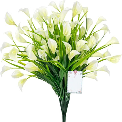 1/2/5Pcss 33cm Artificial Calla Lily Bouquet Plastic UV Protection Calla Lily Artificial Flowers Fake Plant Home Room Decor