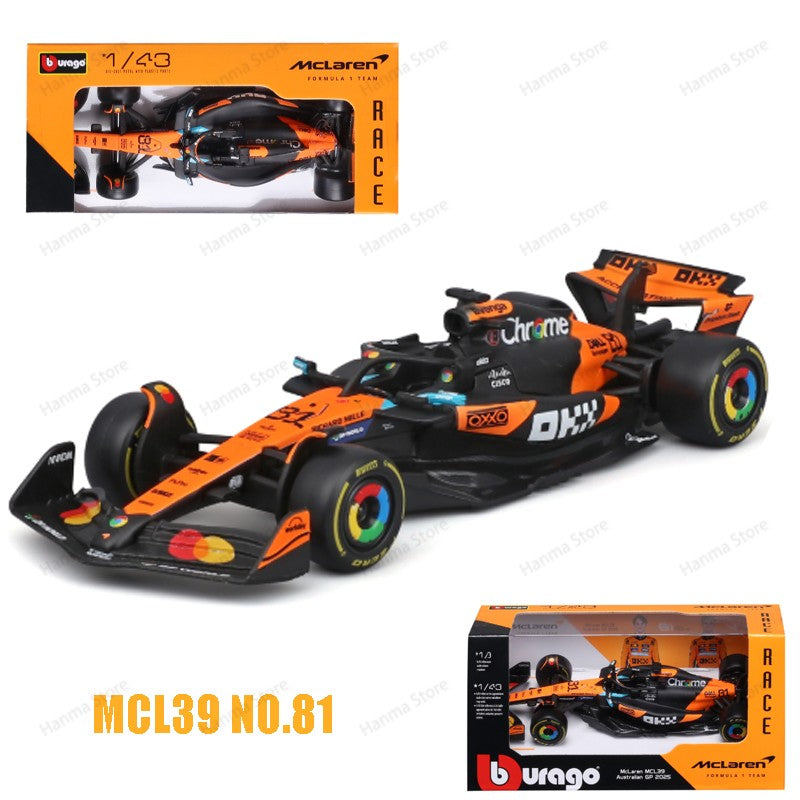 Burago 1:43 2025 F1 McLaren MCL39 #4 #81 Alloy Car Model Simulation Decoration Collection Christmas Birthday Gift Collection Toy