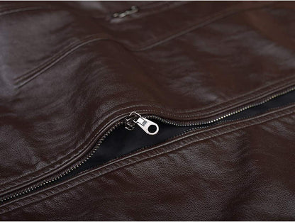 Autumn Winter Men Stand Collar Motorcycle Leather Jacket Coat Brown Black Coffee Multi Color Options Slim Fit Trendy Outerwear