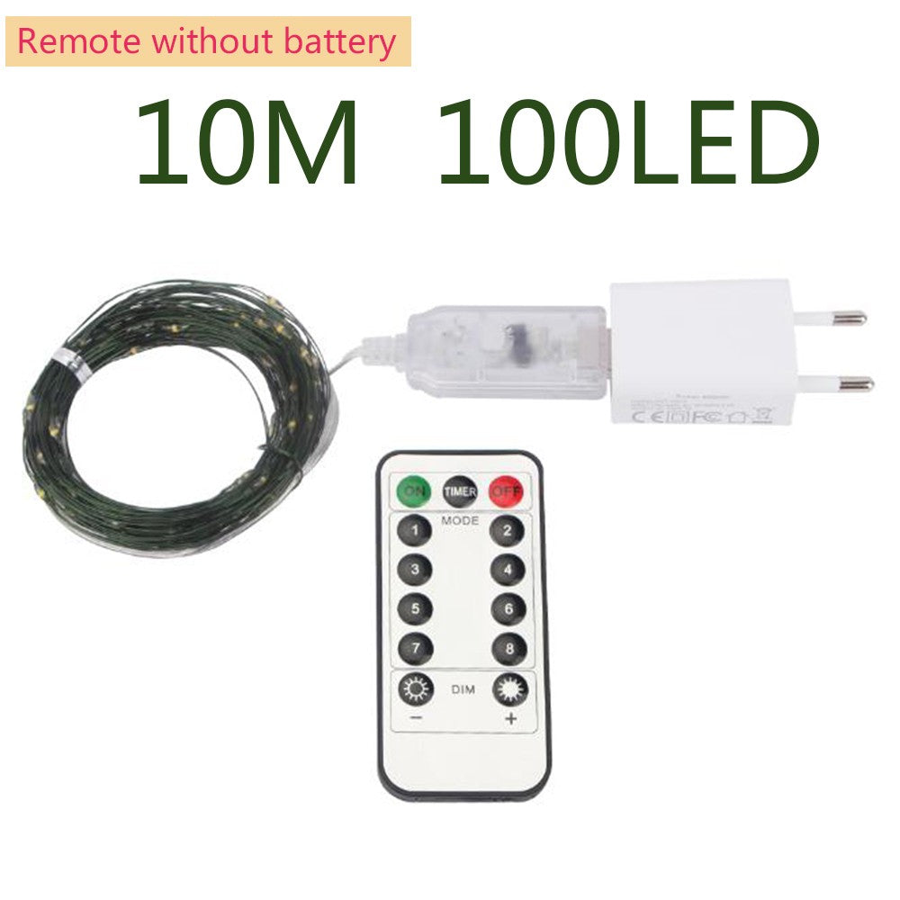 10m-200m LED String Lights Outdoor Green Copper Wire Fairy Lights Christmas Garland For Yard Garden Party Christmas Tree Decor