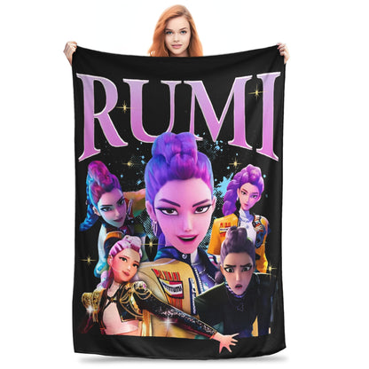 Kpop Demon Hunters Zoey Huntrix Blankets  Plush Vintage Soft Throw Blankets for Bedspread Summer,