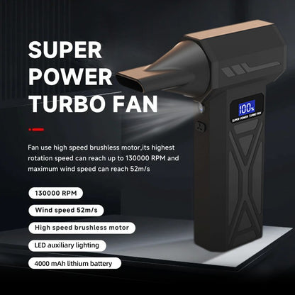 Turbo Fan Wind Pressure Powerful Turbo Air Blower With LED Light Wireless Dust Blower High Speed Jet Blower Vacuum Turbo Jet Fan