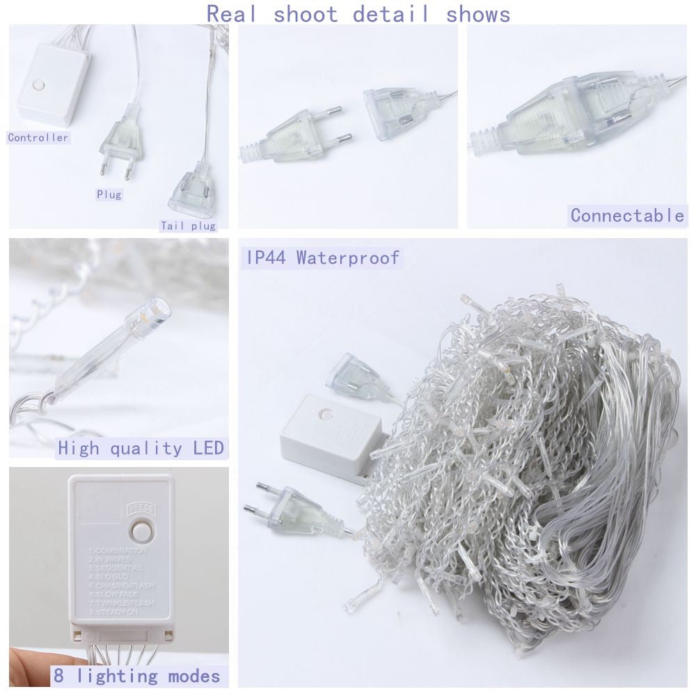 4M-12M LED Icicle String Lights Fairy Curtain Birthday Lights Garland For Outdoor Garden Party Home Street 2025 New Year Decor