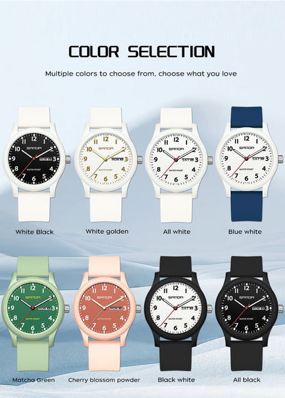 SANDA 3263 Fashion Casual Men Watch Silicone Strap Waterproof Luminous Clock Unisex Wristwatch Date Week Sport Man Watches