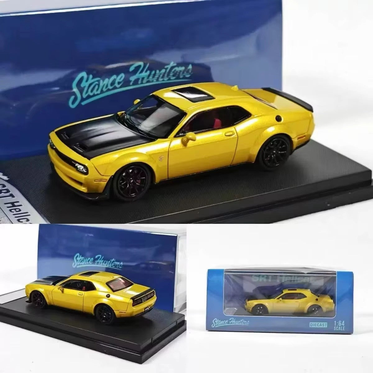 Novo Dodge Challenger Srt Hellcat Carro De Brinquedo Miniatura 1:64 Simulação Liga Abre Capô Presente Para Crianças