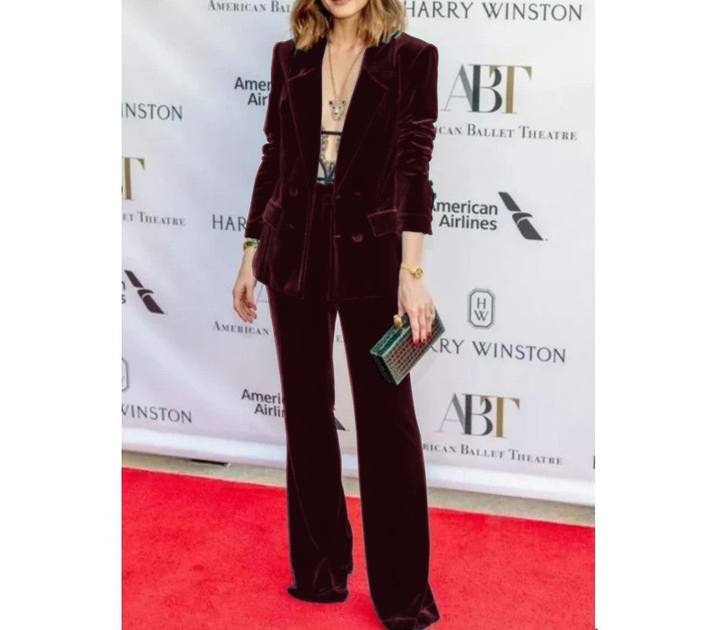 2024  Women's Suit Velvet 2-Piece Set (Jacket + Pants) Fashionable  Suit Women's Suit Elegant Slim Business