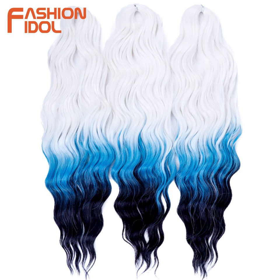 FASHION IDOL Cabelo de Crochê Torção Laranja Extensões de Cabelo Trançado de Onda Profunda Sintética Cabelo Onda de Água 24 Polegadas Fibra Resistente ao Calor